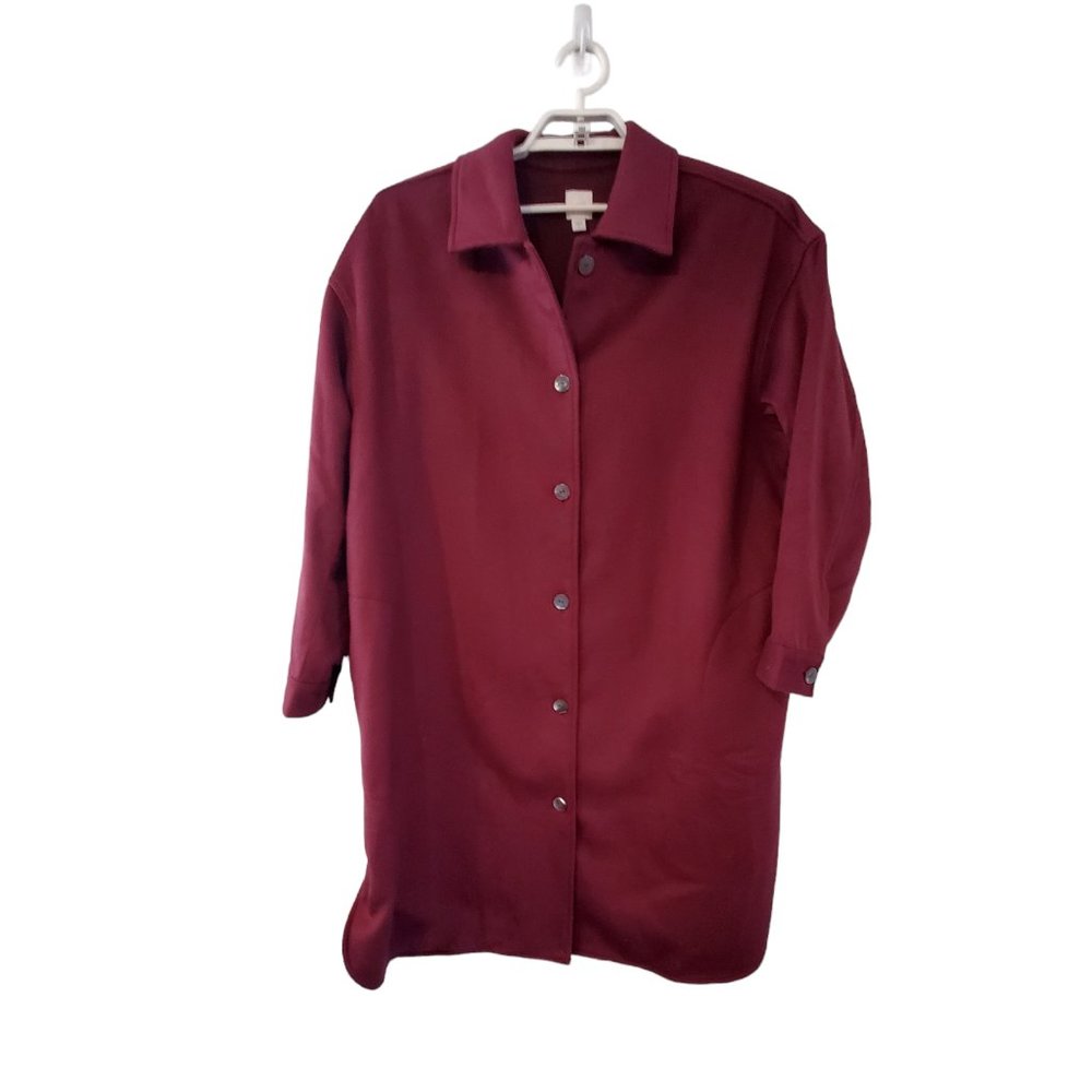 J Jill Pure Jill Bayberry ultra soft coat womens XL burgundy pockets